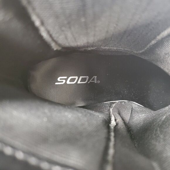 Soda Edwina Cowboy Boot 7.5M Black Pointed Toe Western Moto Biker - Picture 9 of 9